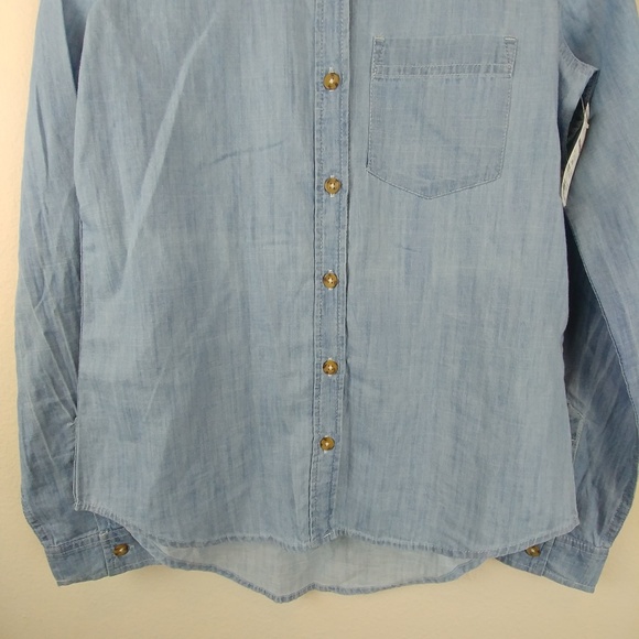 NWT Chambray Top Perfect Shirt Denim Button-Down - Picture 3 of 8